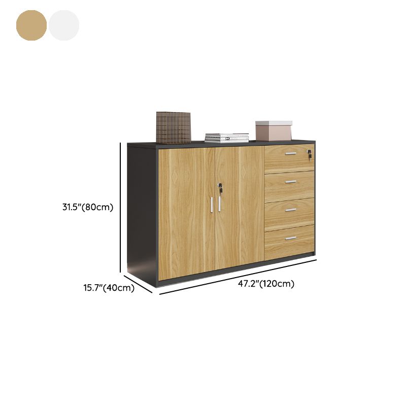 Nordic Lateral Filing Cabinet Wood Frame Key Locking File Cabinet