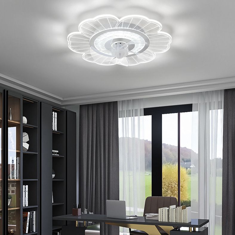 Éclairage de ventilateur de plafond ultrathin blanc simplicité LED acrylique semi-fluste Mount Lumière pour chambre à coucher