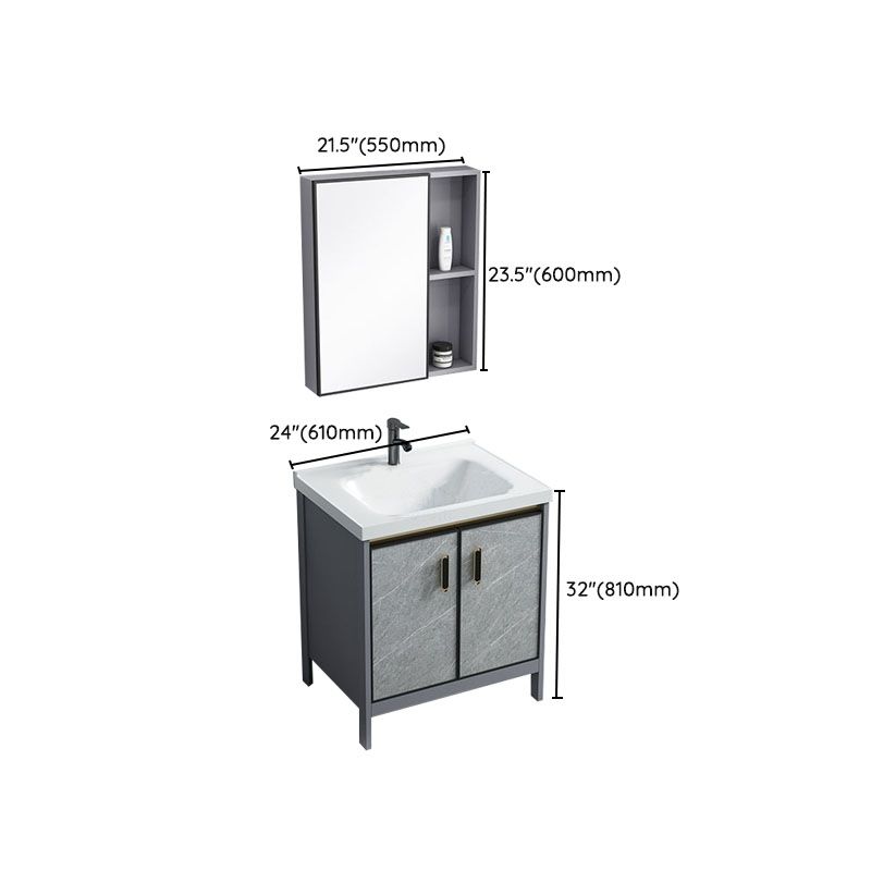 Modern Freestanding Vanity Sink Metal Bathroom Vanity Cabinet with Mirror Cabinet