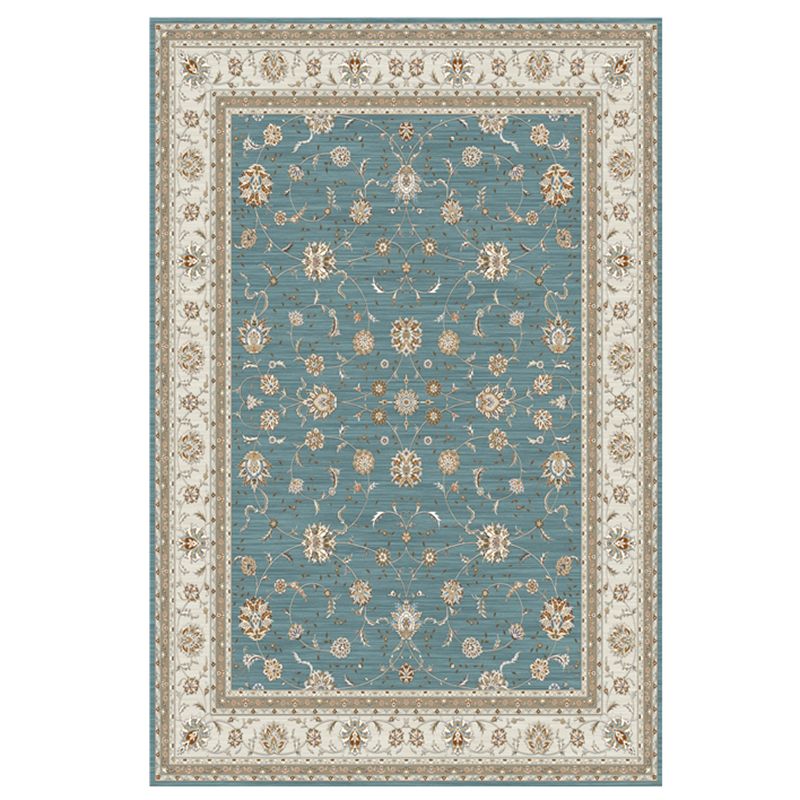 Brown Tone Floral Print Rug Polyester Traditional Anti-Slip Backing Indoor Rug for Living Room