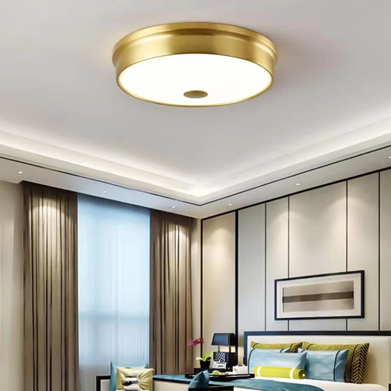 Gold Ceiling Light Modern Ceiling Mount Light with Glass Shade for Bedroom