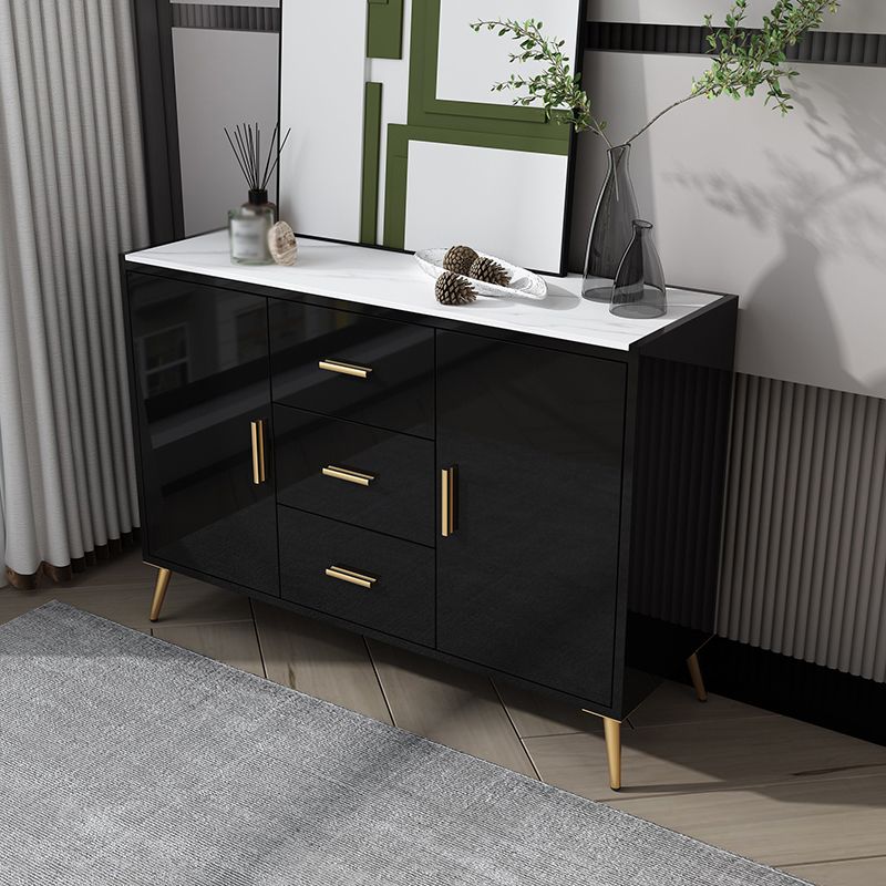 39.5"L Glam Style Side Board with Engineered Wood Drawers and Storage for Dining Room