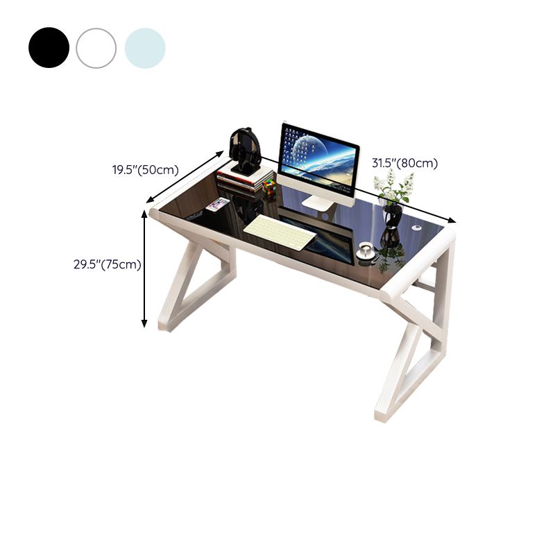 Modern Glass Top Rectangular Office Desk 29.53-inch Tall Writing Desk