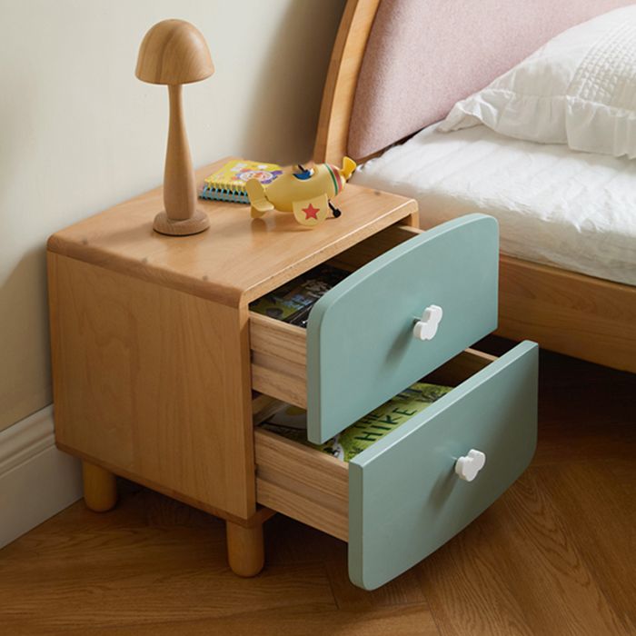 Youth Nightstand Manufactured Wood with 2 Drawers Neutral Kids Bedside Table