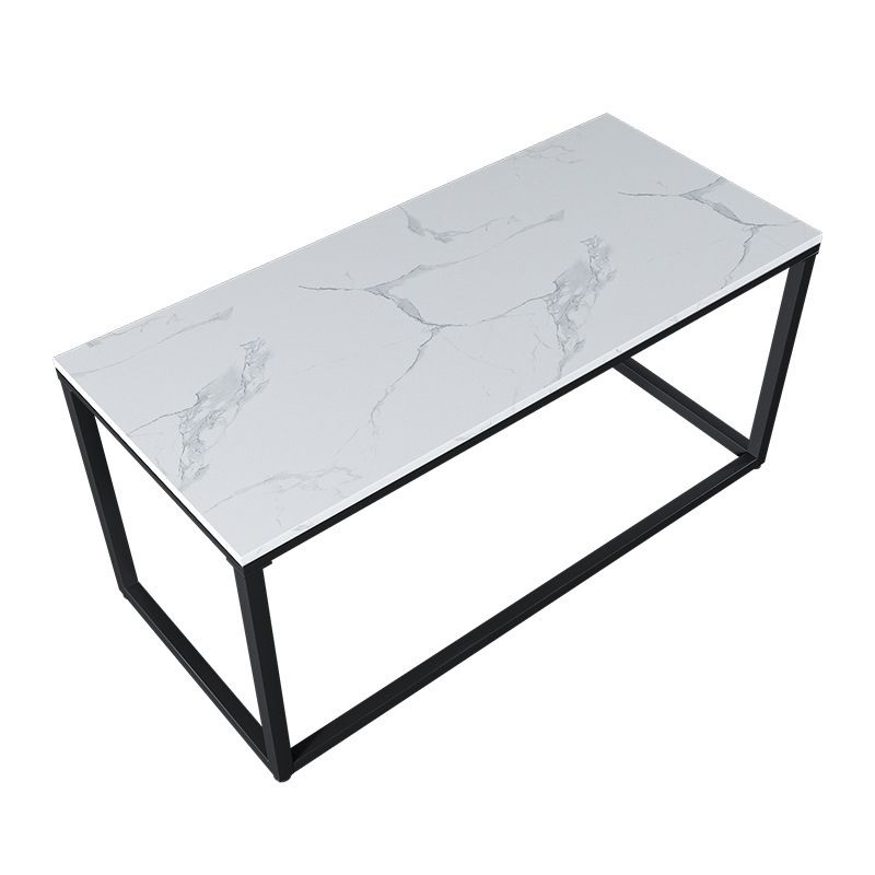 Contemporary White Office Desk with Metal Legs Marble Writing Desk