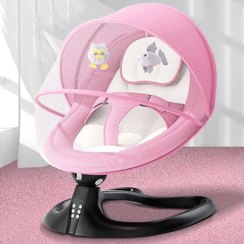 Modern Metal Rocking Bassinet Electric Oval Height Adjustable with Pillow