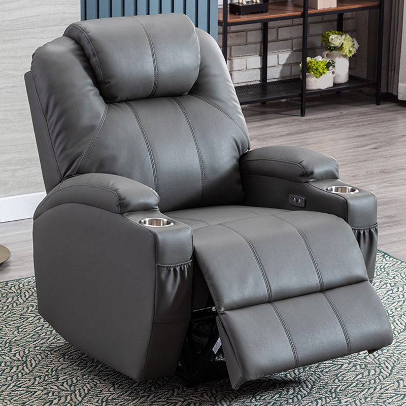 Contemporary Home Theater Recliner With Cup Holders and Arms