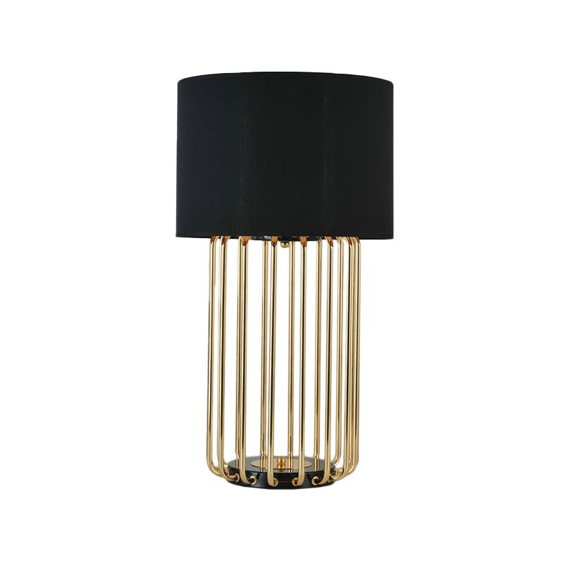 Lampe à teinte à face droite Tabillard moderniste tissu 1 ampoule Black Desk Light pour étudier