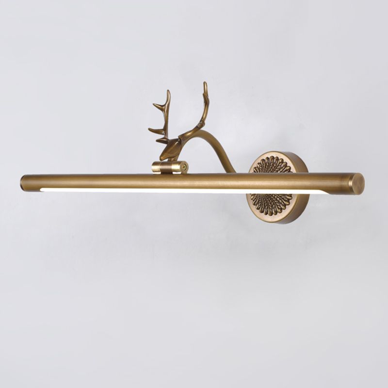 Modern Luxury Style Cylindrical Wall Mounted Vanity Lights Copper Vanity Wall Light Fixtures with Antlers