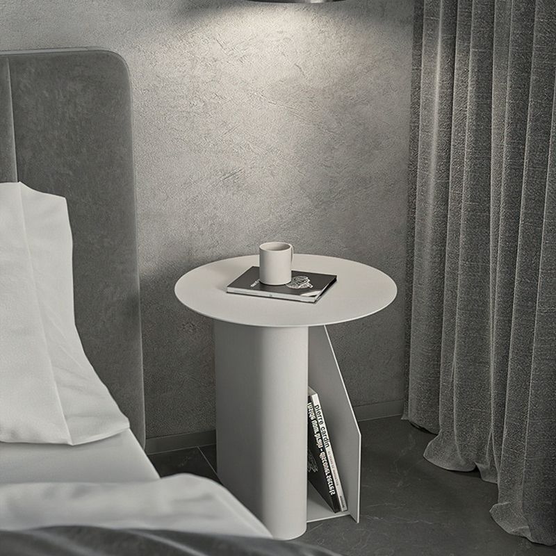 Round Bedside Cabinet Contemporary Metal Accent Table Nightstand