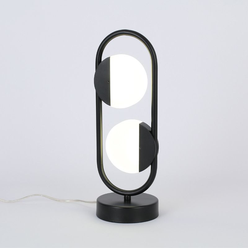 LED Circular Reading Book Light Contemporary Acrylic Night Table Lamp in White/Black, Warm/White Light