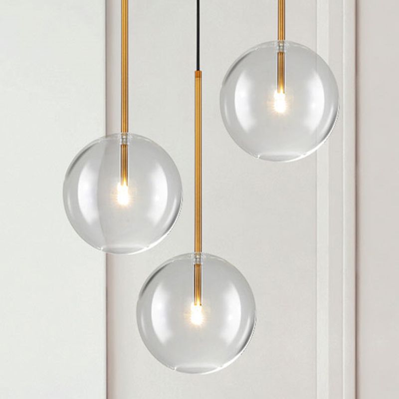 Globe Glass Hanging Light Fixture Minimalist Style Gold Pendant Lighting Fixture