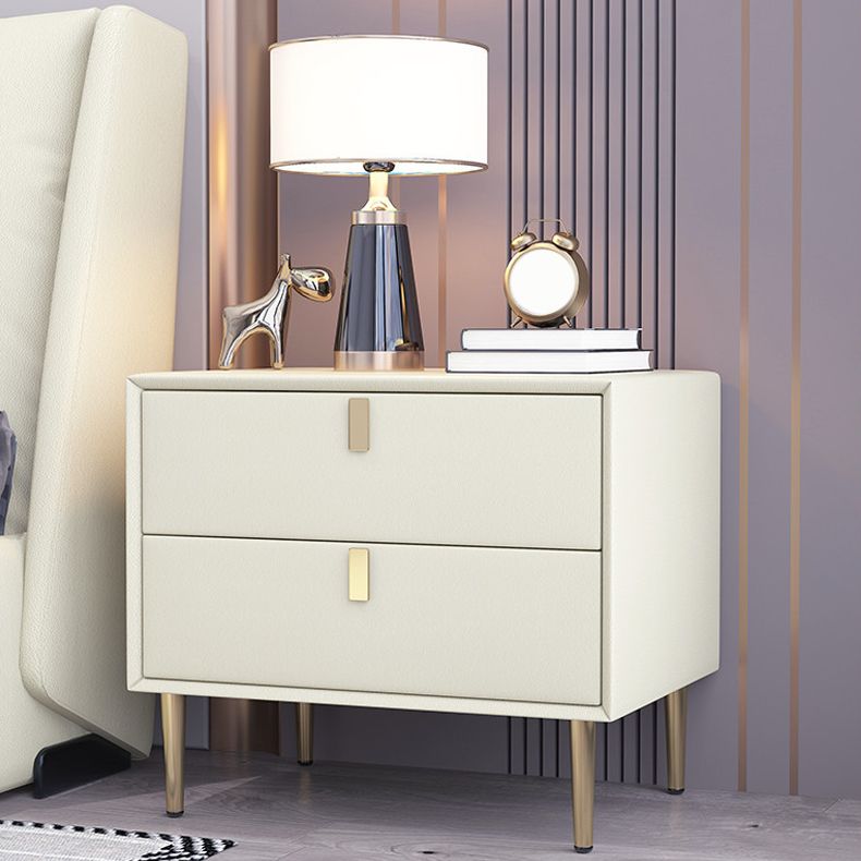 Solid Wood Bed Nightstand Glam Bedside Cabinet with 2-Drawer