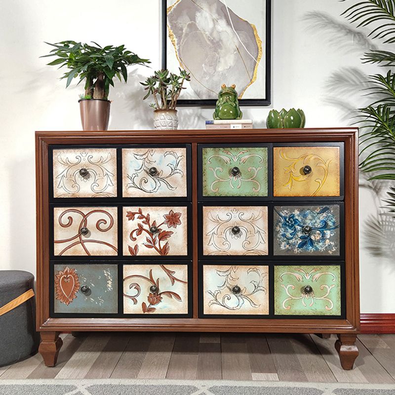 Traditional Style Brown Chest Solid Wood Storage Chest Dresser with Multi Drawers