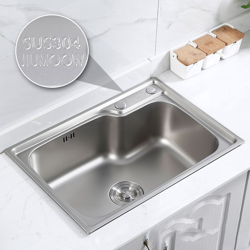 Stainless Steel Kitchen Sink Contemporary Single Bowl Kitchen Sink with Basket Strainer