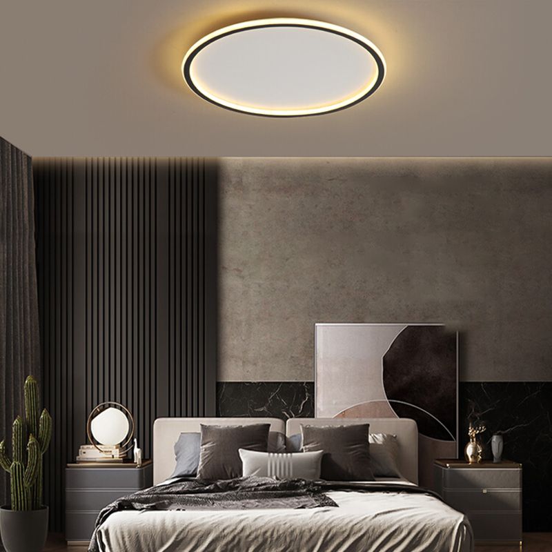 Black Geometric Flush Mount Lamp Simplicity LED Aluminum Ceiling Mounted Fixture