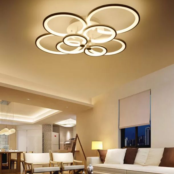 Circle Metal LED Starburst Flush Mount Modern Style Ceiling Light Fixture for Living Room