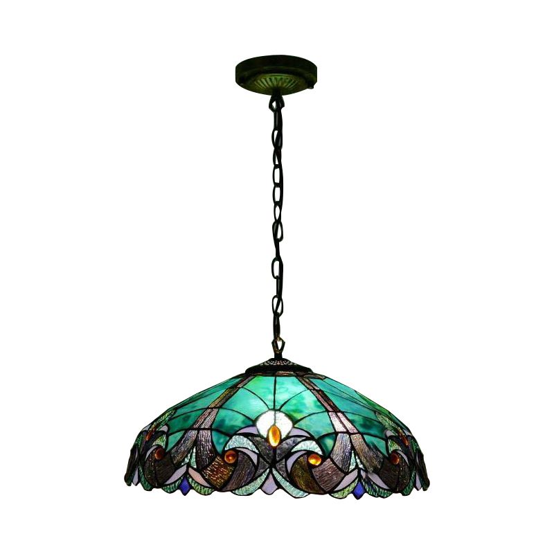 Tiffany hanglampverlichting gebrandschilderd glas 18 "breed hangend licht met verstelbare kettingen voor woonkamer