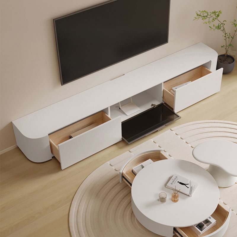 Modern White TV Media Stand Enclosed Storage TV Stand Console with Drawers for Living Room