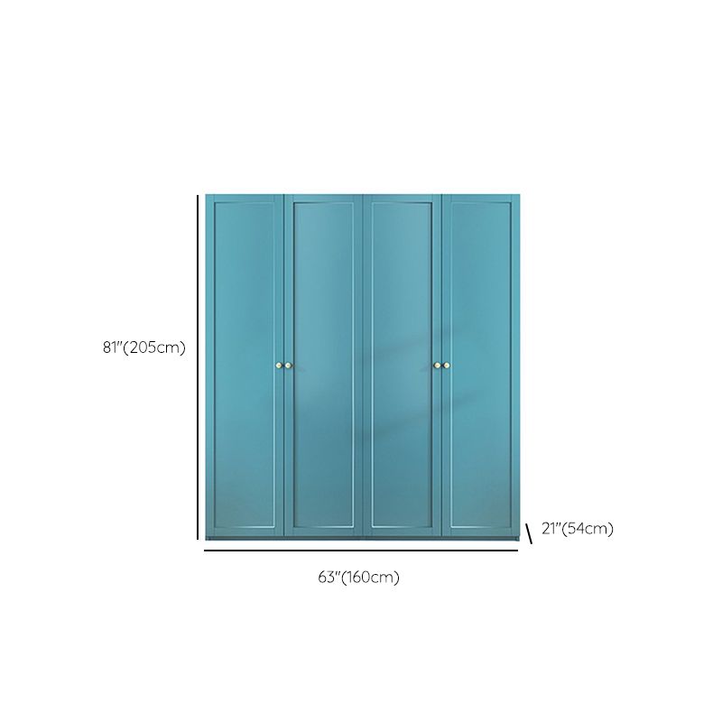 Modern Blue Bedroom Armoire Manufactured Wood Wardrobe Armoire