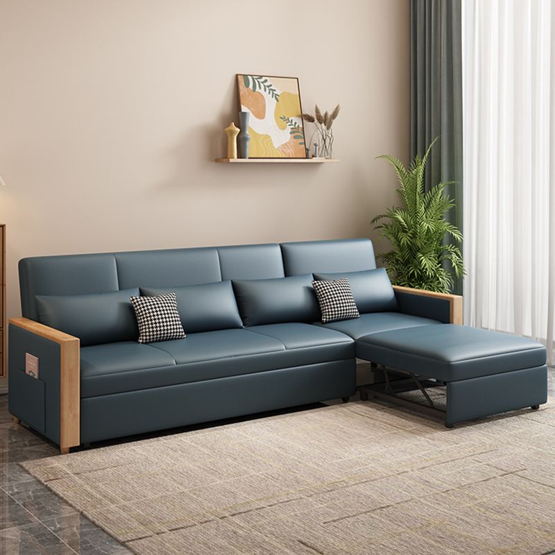Fabric Square Arm Sectional Sofa 35.43"High Manual Reclining Sofa Bed with Storage