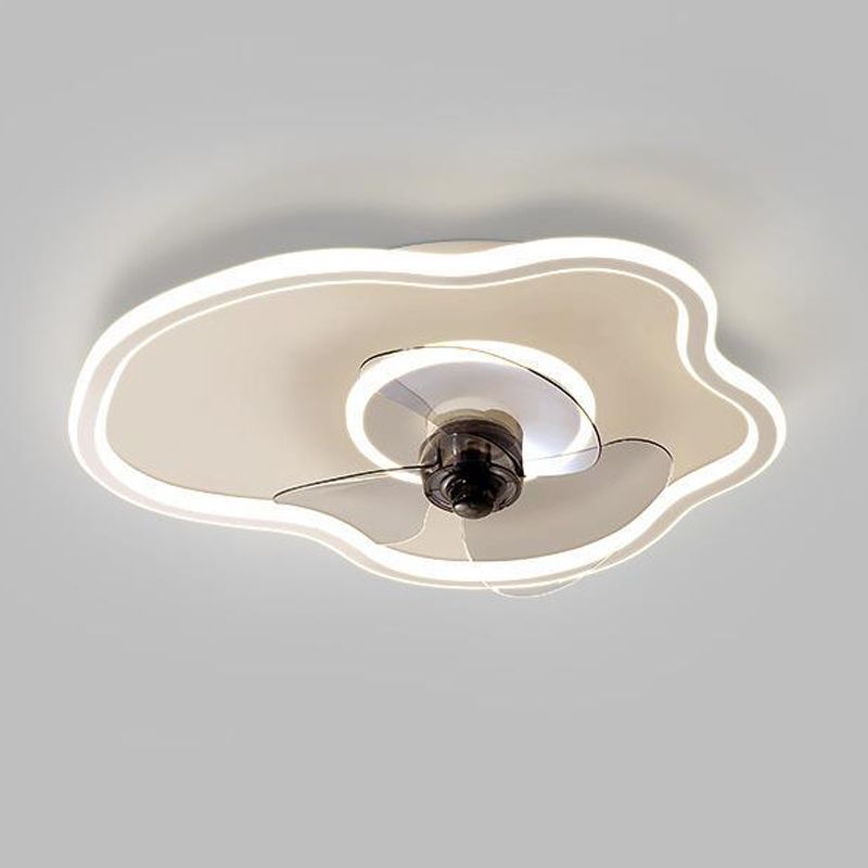 2-Light Modernism White Ceiling Fan Lamp Unique Acrylic Ceiling Fan Light