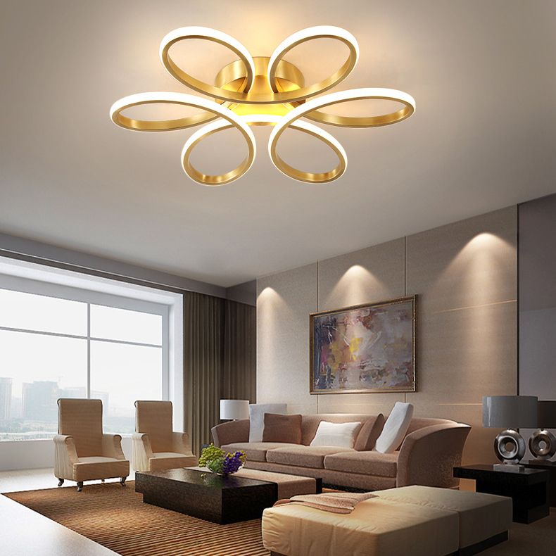 Flower Semi Flush Mount Light Acrylic Modern Simplicity Flush Ceiling Light Fixtures for Bedroom