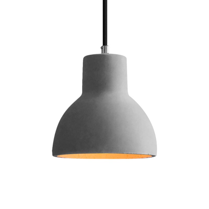 1-Light Ceiling Light Industrial Coffee Shop Hanging Pendant Lamp with Bowl/Dome/Trapezoid Cement Shade