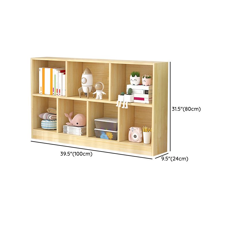 Scandinavian Book Shelf Pine Cubby Storage Bookcase in Closed Back