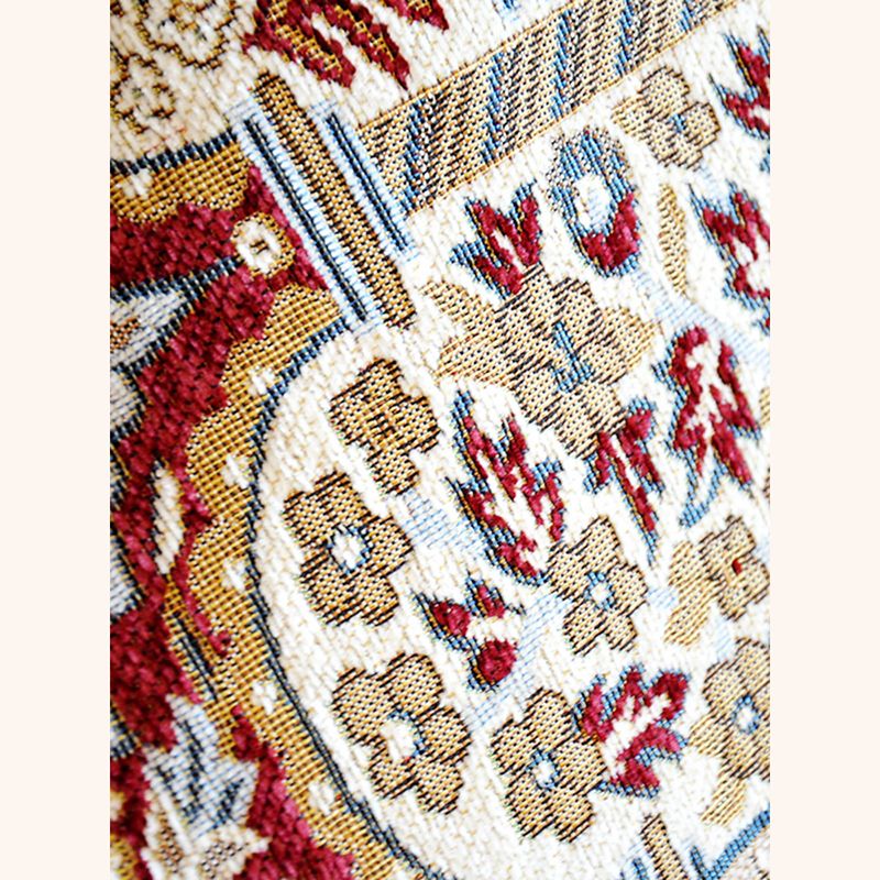 Dark Red Vintage Rug Polyester Graphic Area Rug Non-Slip Backing Rug for Living