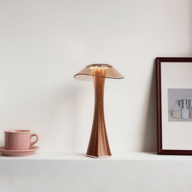 Grey/Rose Gold Slim Waist Desk Light Contemporary Acrylic Touch Control LED Night Table Lamp