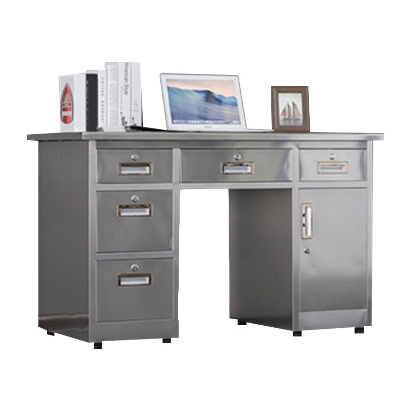 Rectangular Shaped Silver Office Writing Desk Stainless Steel with Metal Legs