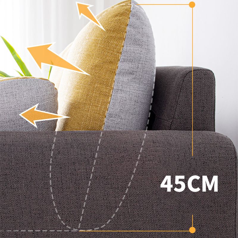 Linen Contemporary Square Arm Sofa Washable Standard Sofa for Living Room