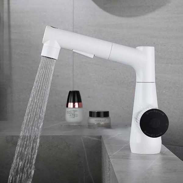 Knob Handle Vessel Faucet Modern White Vessel Sink Bathroom Faucet