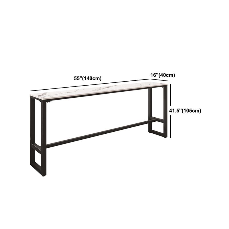 Industrial Rectangle Bar Wine Table White Stone Trestle Cocktail Bar Table for Shop