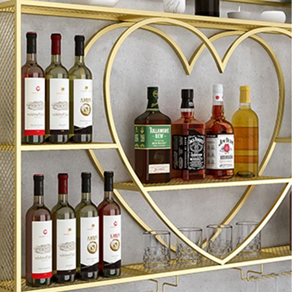 Wall Mounted Wine Rack Iron Wine Bottle & Glass Rack without Light