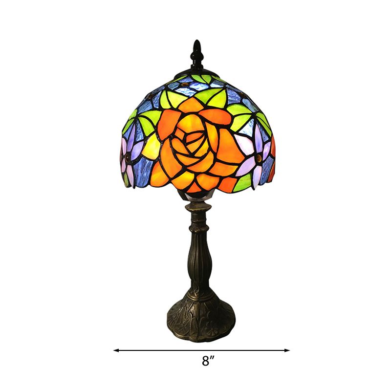 Sunflower Table Lighting Stained Glass 1 Light Lodge Tiffany Style Decorative Table Lamp in Orange-Purple/Orange-Green/Orange-Blue