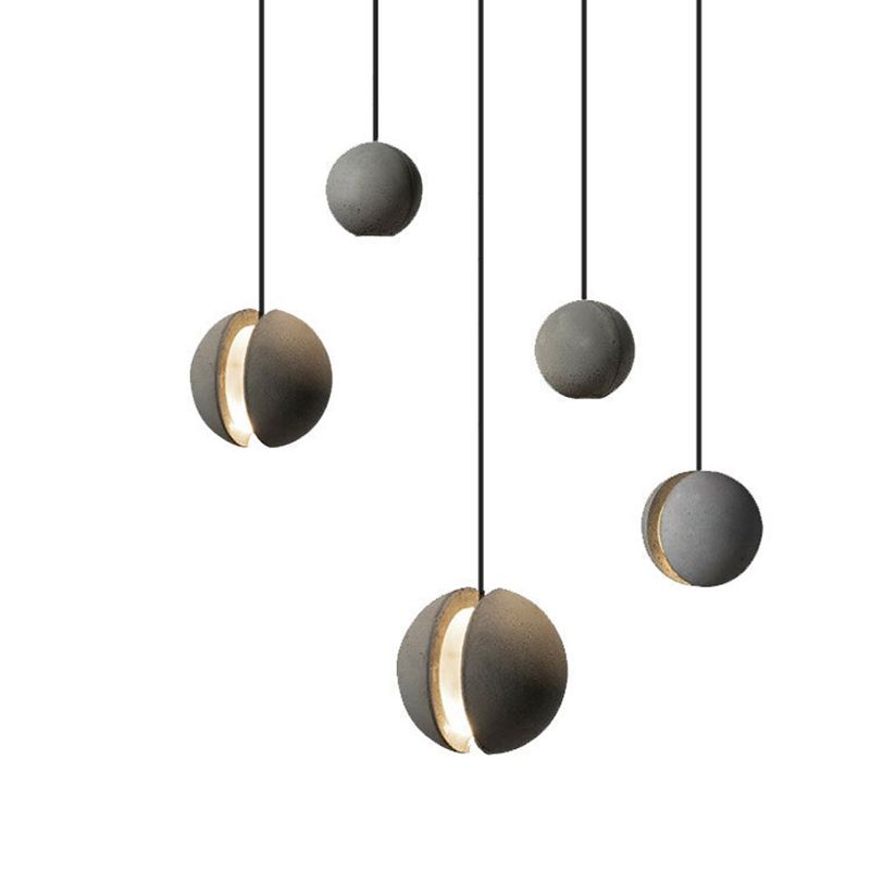 Cement Moon Shaped Multi-Light Pendant Nordic Style Hanging Lamp for Dining Room