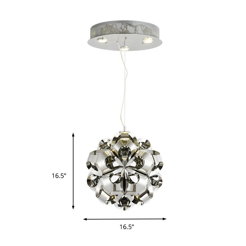 Stainless Steel Flower Chandelier Light Fixture Modernism Metal 4 Lights Pendant Light Fixture for Bedroom