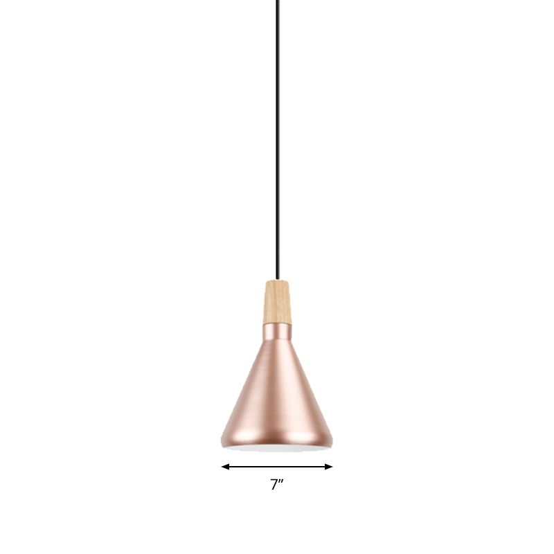 Pendentif pyramide en or rose 1 lampe de suspension en aluminium de style moderne pour salle d'étude