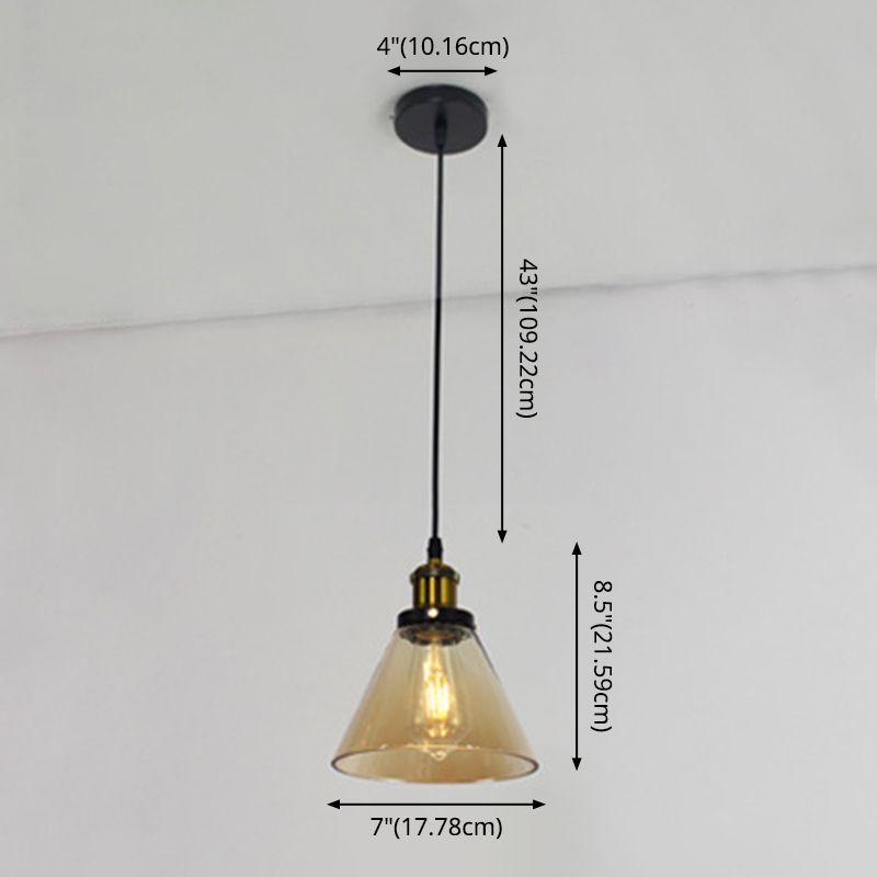 1 Light Ceiling Light Retro Industrial Style Glass Ceiling Fixture for Restaurant