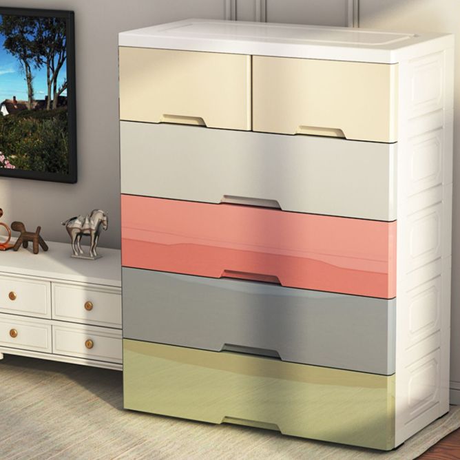 Contemporary Plastic Wardrobe Armoire 6-drawer Bedroom Armoire