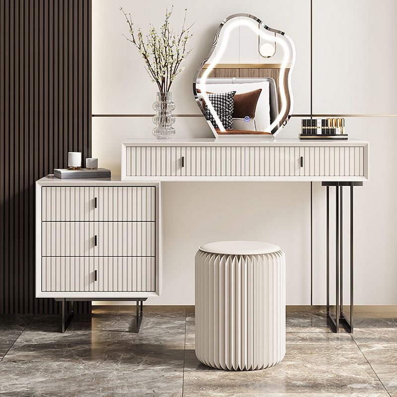 Modern Stone White Vanity Desk 5-Drawers Vanity Dressing Table