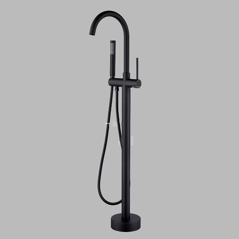 Brass Freestanding Tub Filler with Water Inlet Pipe Floor Mounted Bathroom Faucet