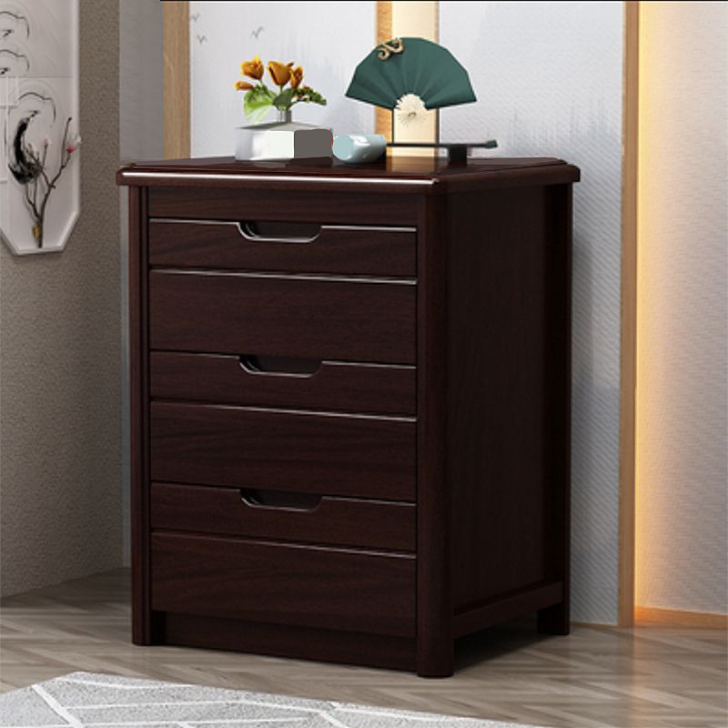 27 Inch H Nightstand Modern Solid Wood 3-Drawer Night Table in Brown