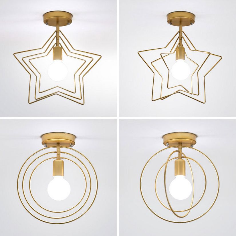 Modernism Metal Golden Ceiling Light Star/Round Flush Mount Lighting for Home