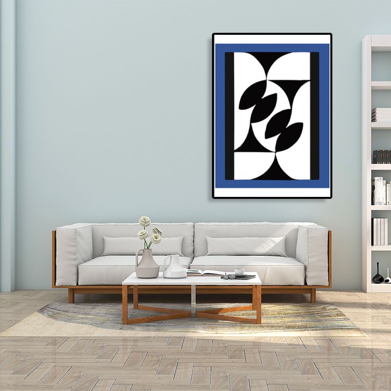 Modern Style Wall Art Dark Color Blocking Geometric Canvas Print for Living Room