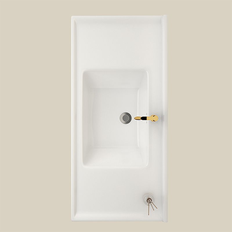 Wall Mount Gray Sink Vanity Modern Ceramic Single Rectangular Vanity