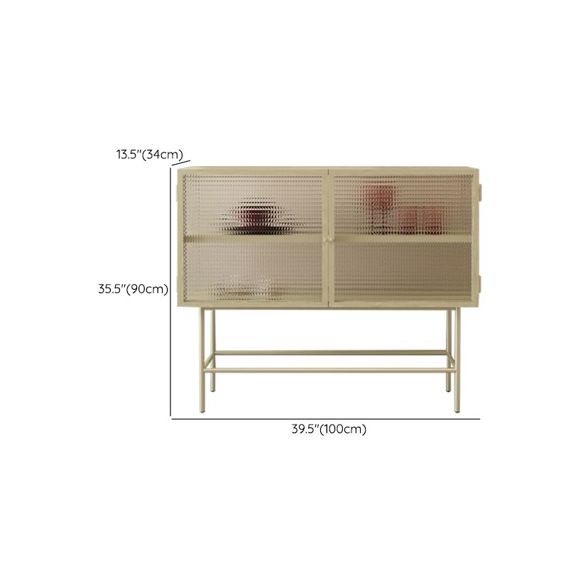 Modern Style Glass Doors Sideboard Metal Buffet Table with 2 Doors