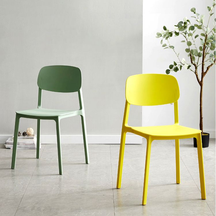 Plastic Contemporary Armless Chair Kitchen Dining Room Open Back Chair